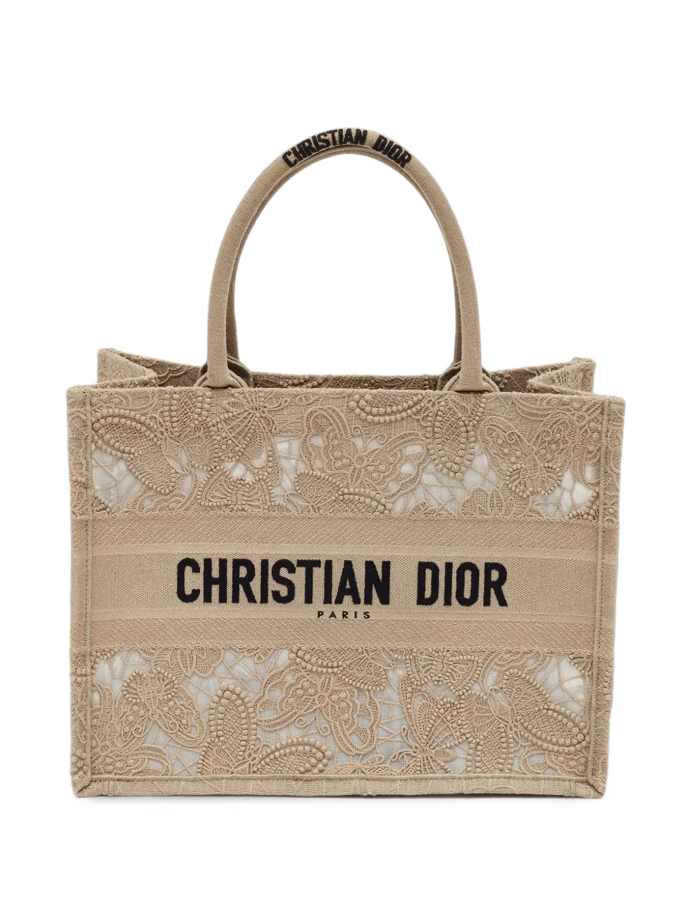 Pre-owned Dior 2023 Book Tote Butterfly-embroidered Tote Bag In Neutrals