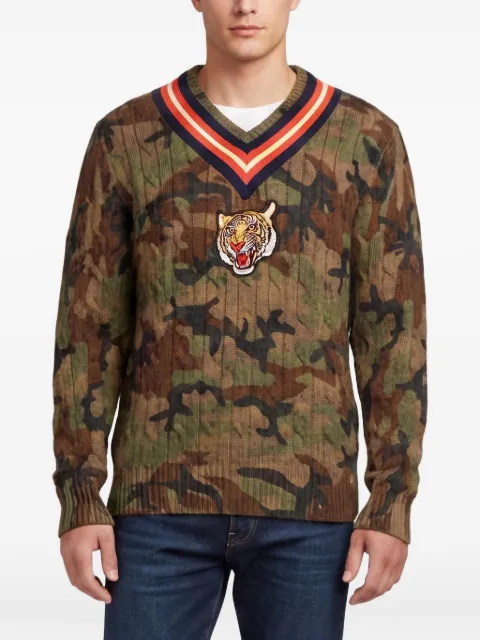 Polo Ralph Lauren Vintage Maglione in maglia a trecce con stampa camouflage