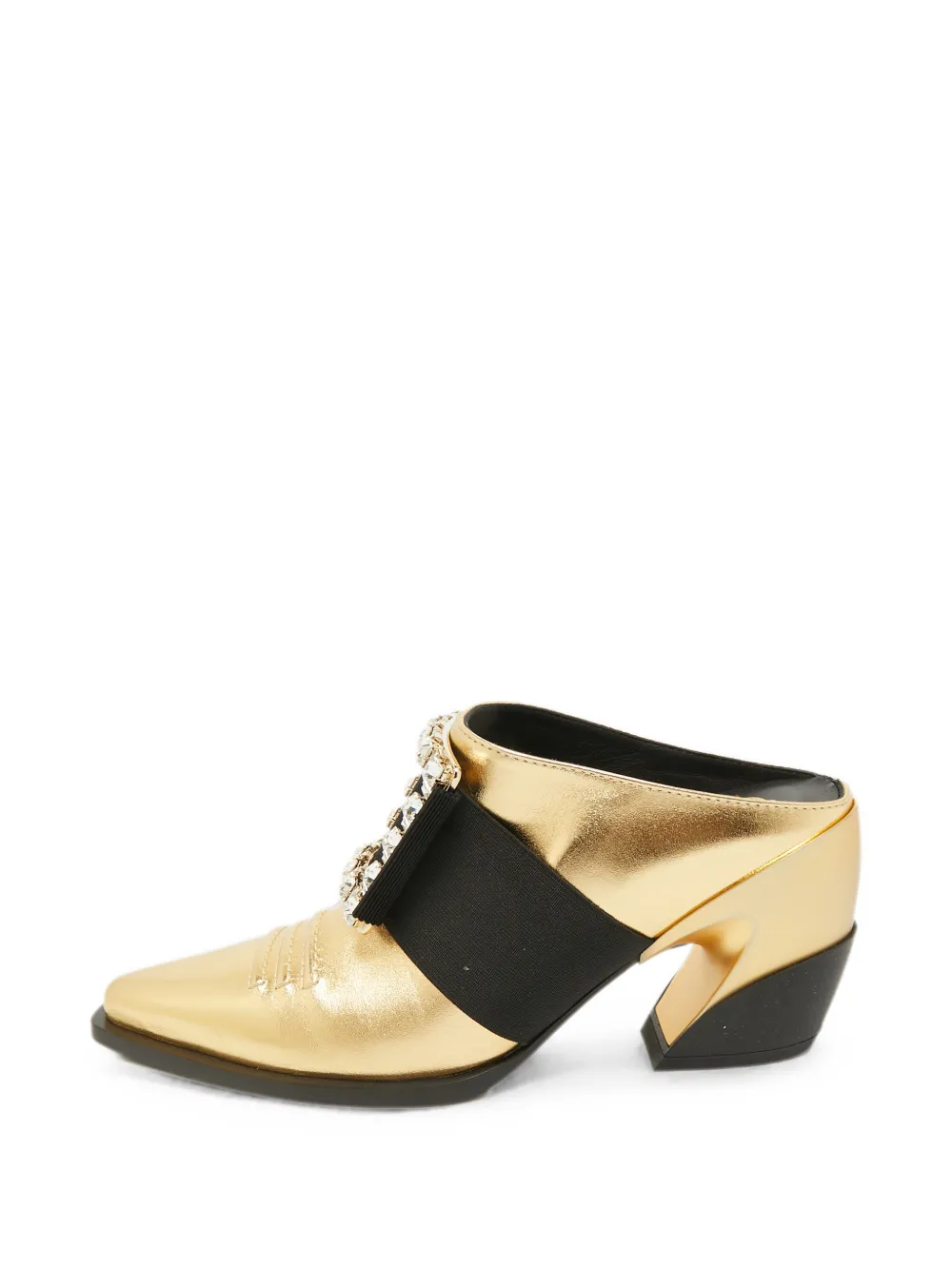 Roger Vivier Vintage crystal-embellished mules - Gold