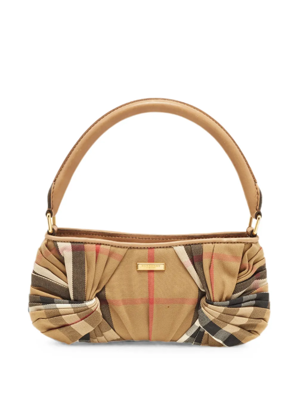 Burberry Pre-Owned knot-detail check shoulder bag - Nude