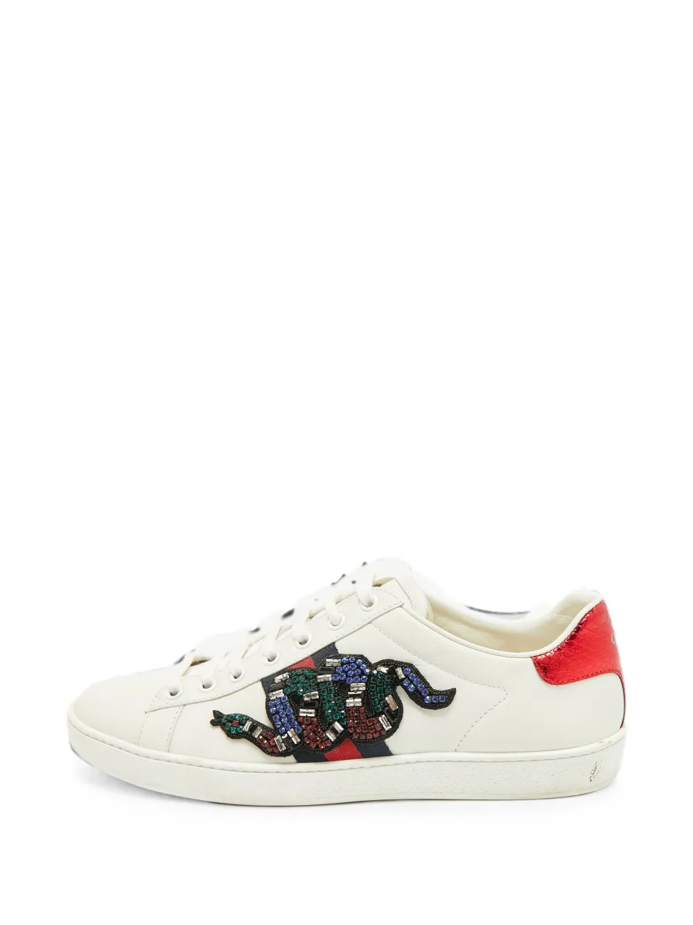 Gucci Pre-Owned Web Accent crystal-embellished sneakers - Weiß