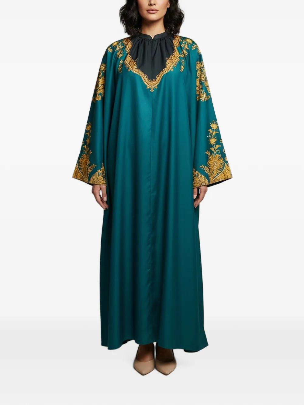 Pre-owned Etro Paisley-print Gabardine Maxi Dress In Green