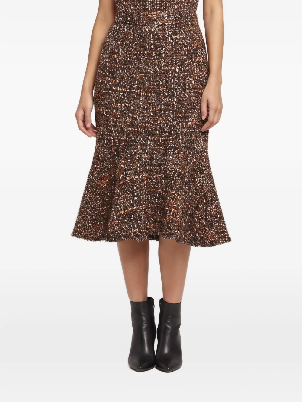 Dolce & Gabbana Pre-Owned tweed peplum midi skirt - Marrone