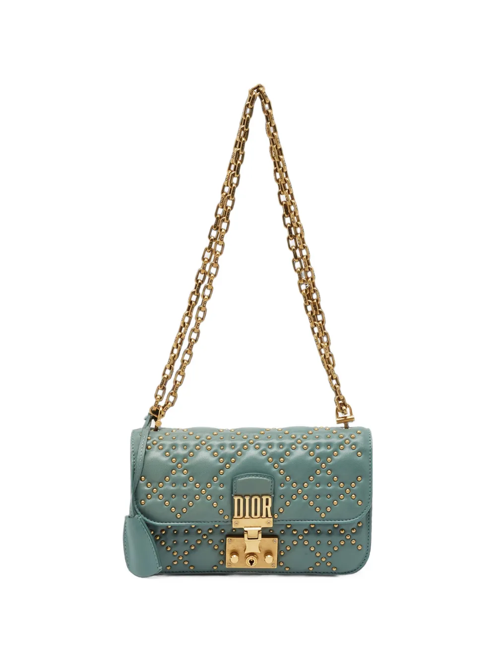 Christian Dior Pre-Owned 2016 DiorAddict Cannage stud-embellished shoulder bag - Verde