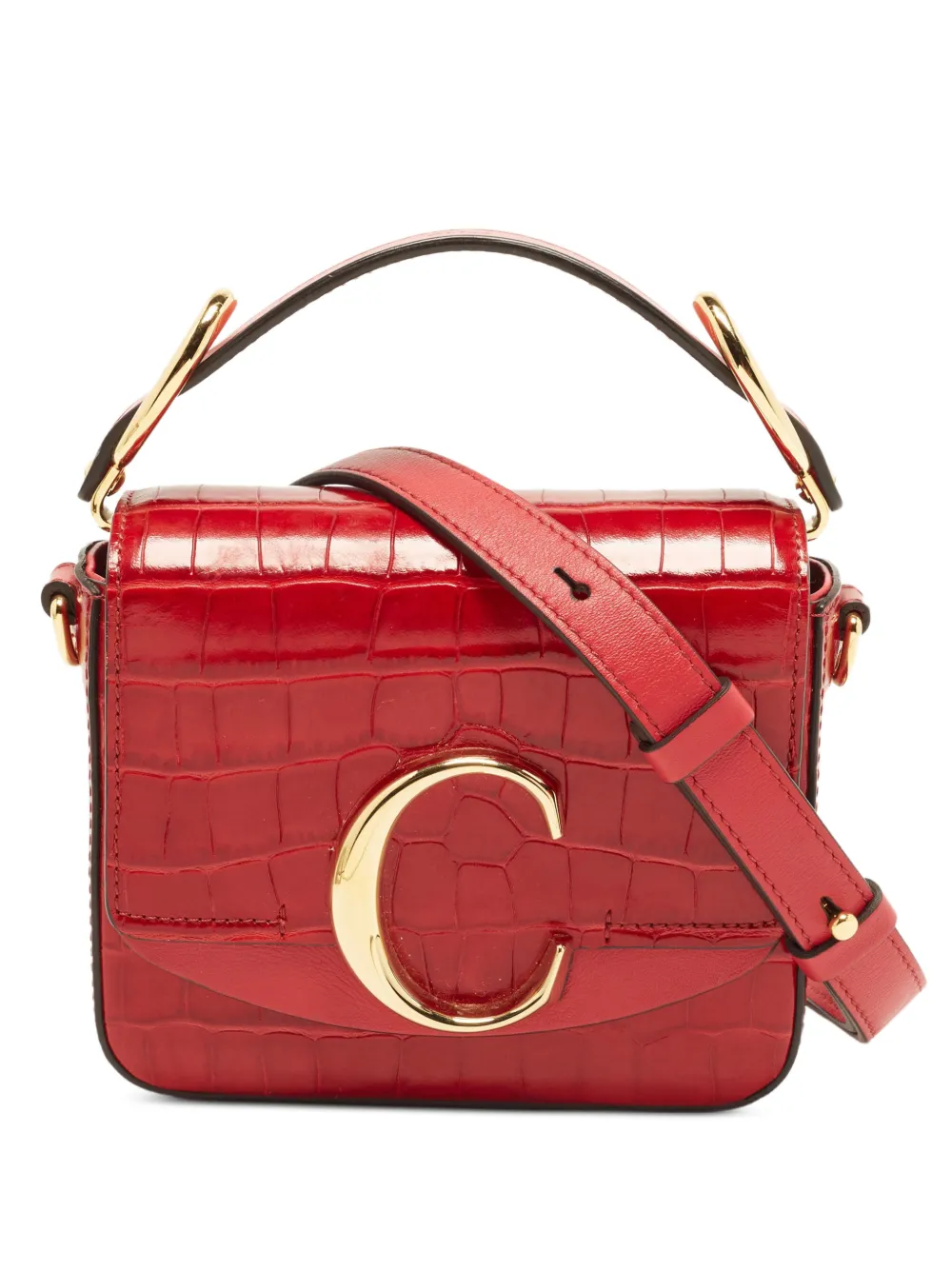 Chloé Pre-Owned mini croc-embossed mini bag - Rosso