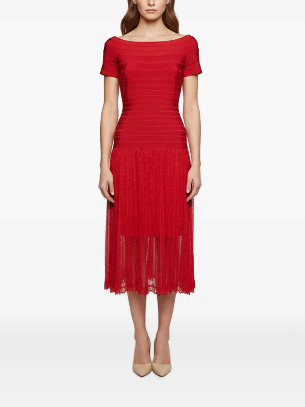 Hervé Léger Pre-Owned Bandage lace midi dress - Rot