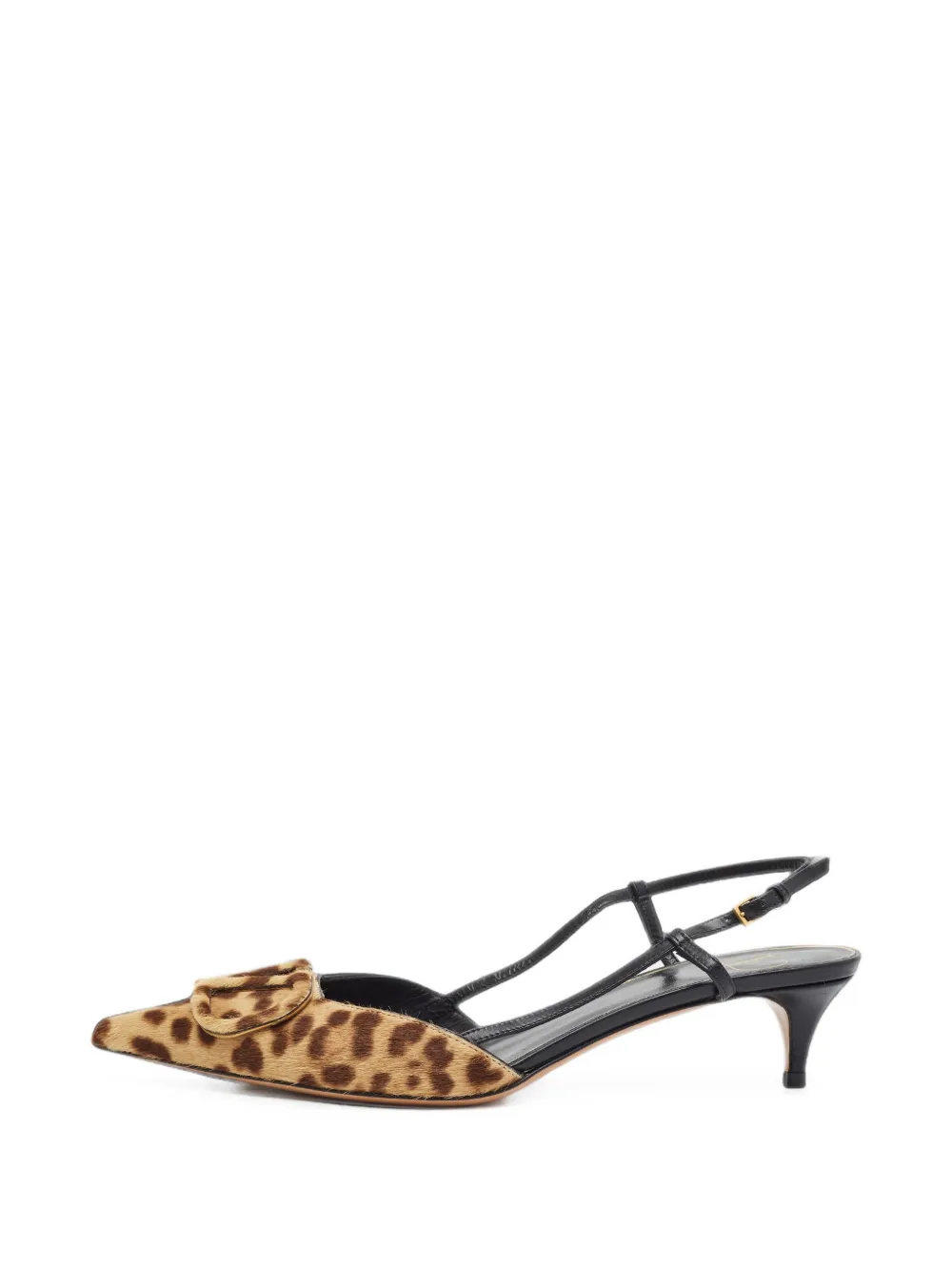 Valentino Garavani Pre-Owned VLogo leopard-print slingback sandals - Marrone