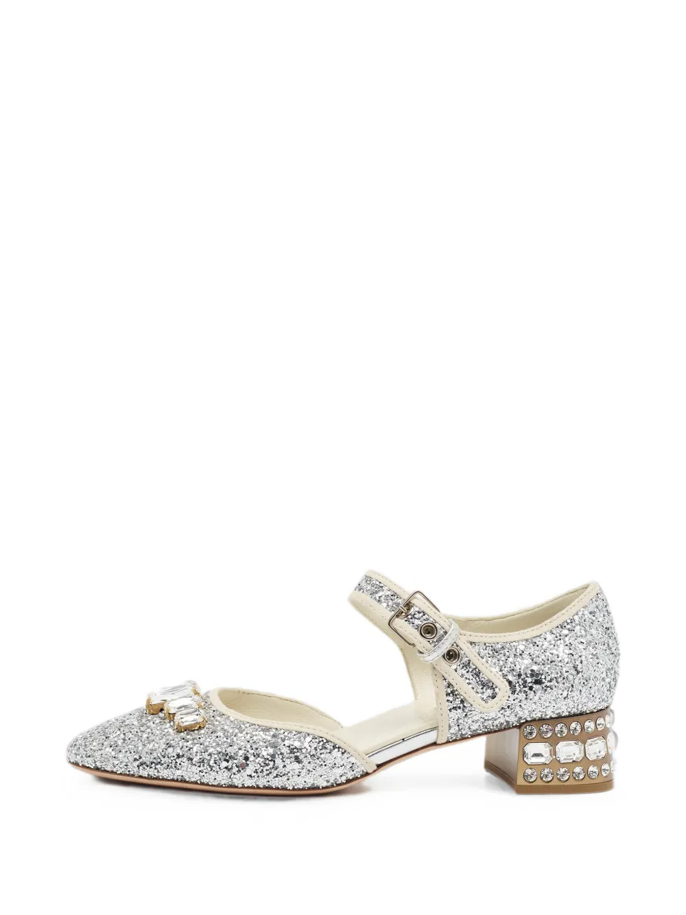 Miu Miu Pre-Owned crystal-embellished mary jane pumps - Silber