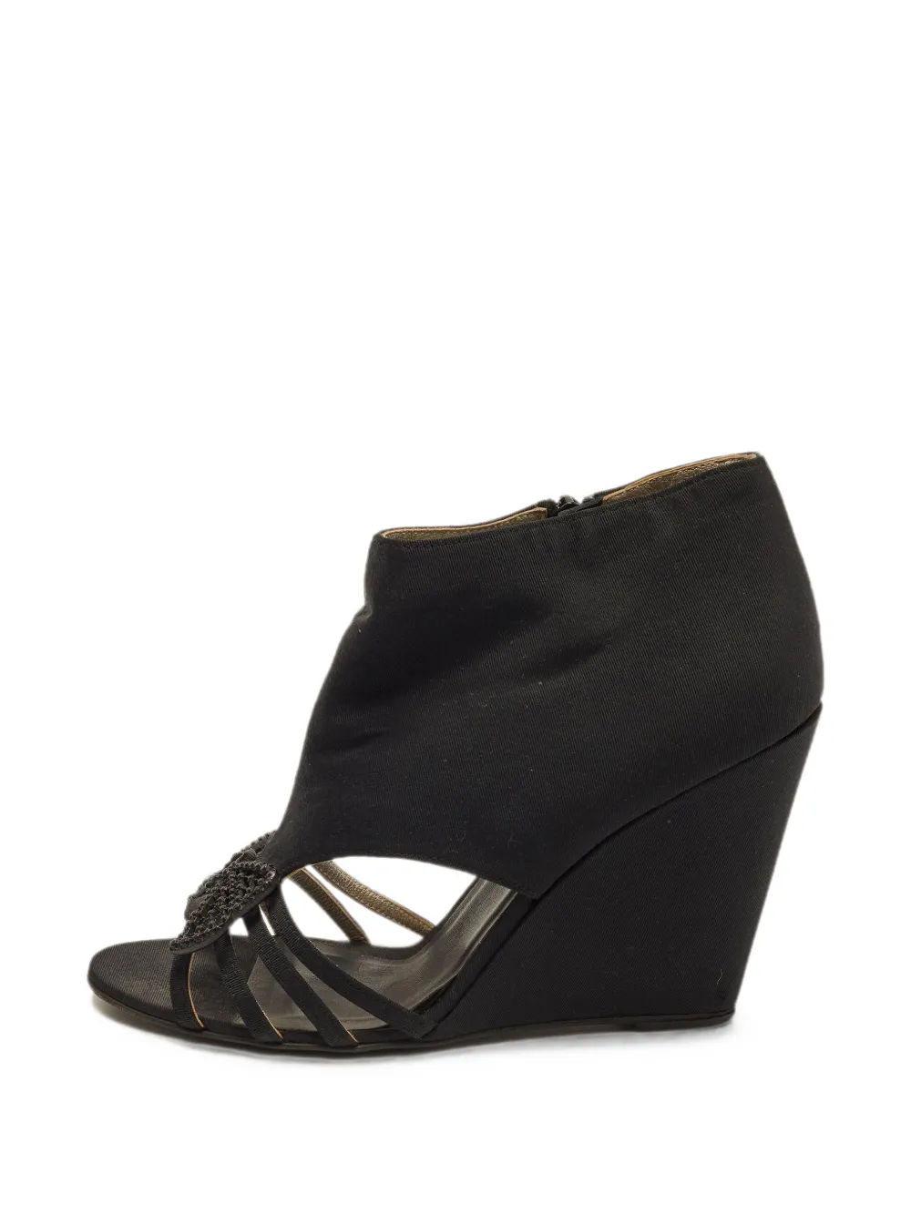 CHANEL Pre-Owned bow-embellished wedge sandals - Schwarz