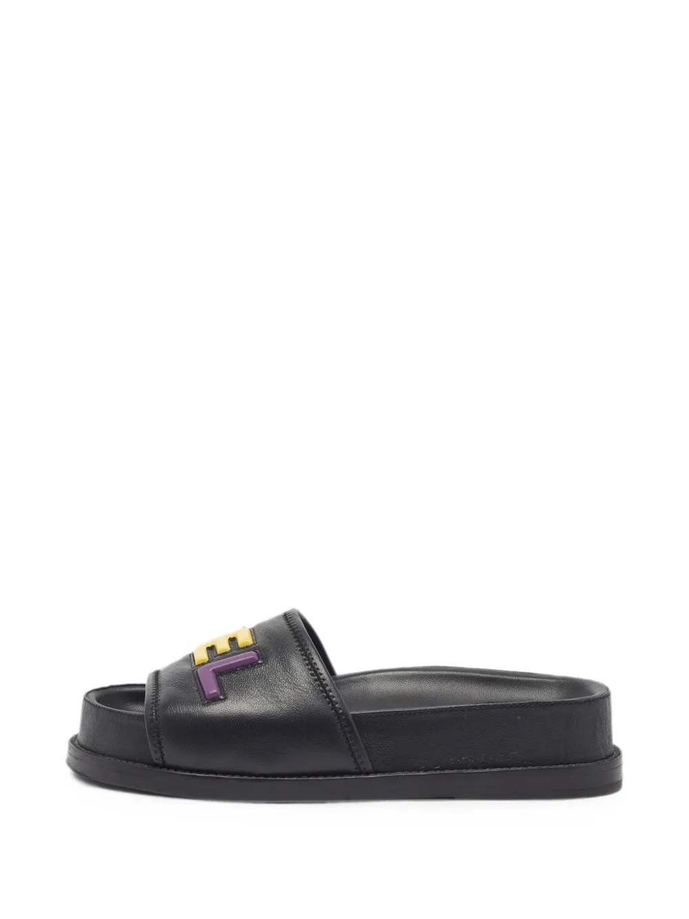 CHANEL Pre-Owned logo-patch leather sandals - Schwarz