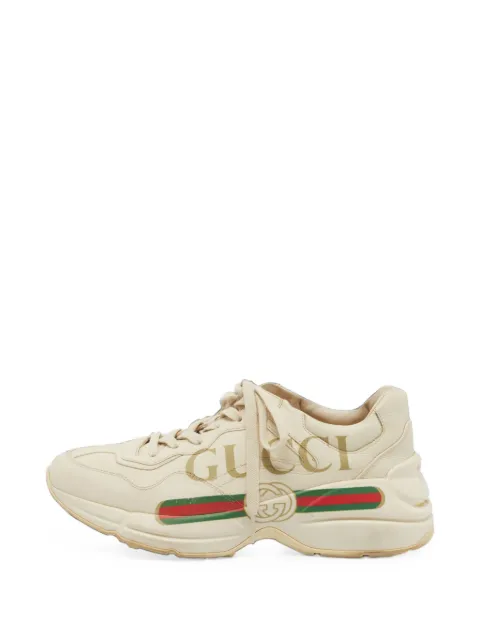 Gucci Pre-Owned Rhyton logo leather low-top sneakers