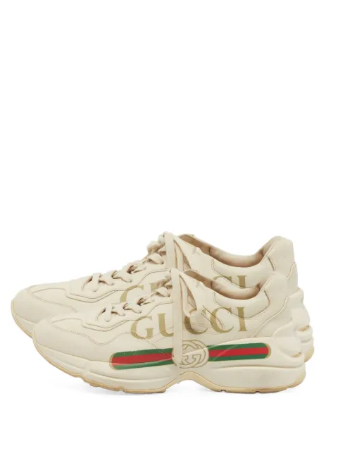 Gucci Pre-Owned Rhyton Low-Top-Ledersneakers mit Logo