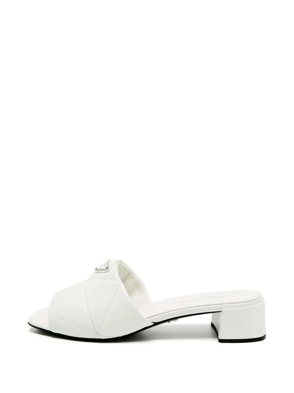 Prada Pre-Owned Triangle logo quilted slide sandals - Bianco