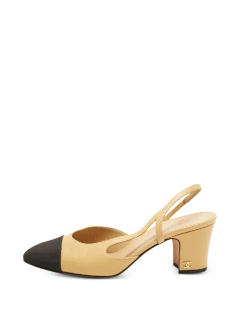 CHANEL Pre-Owned CC cap-toe slingback pumps
