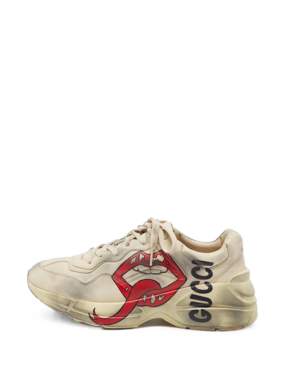 Gucci Pre-Owned Rhyton mouth-print sneakers - Nude