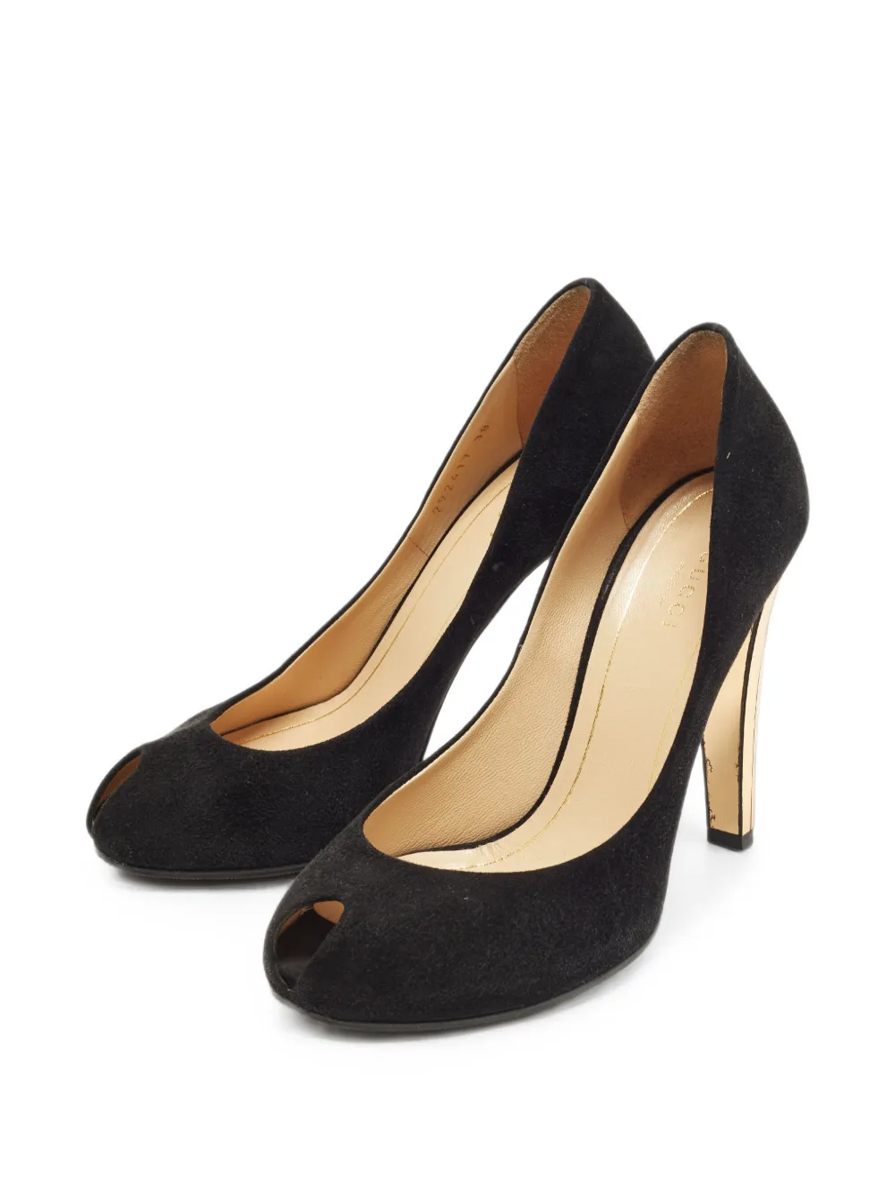Gucci Pre-Owned peep-toe suede pumps - Schwarz