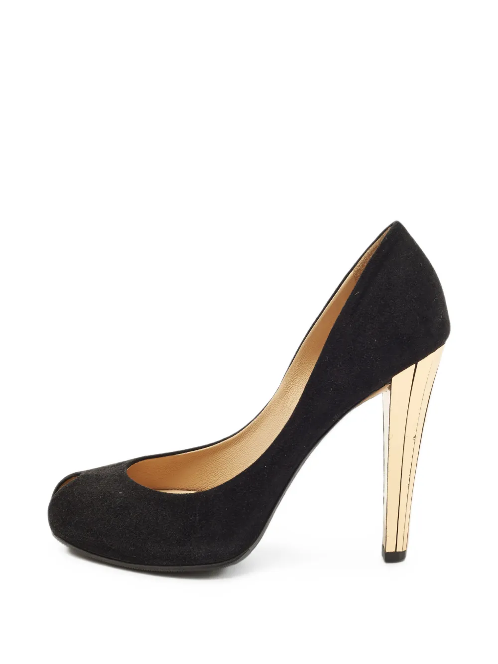 Gucci Pre-Owned peep-toe suede pumps - Nero