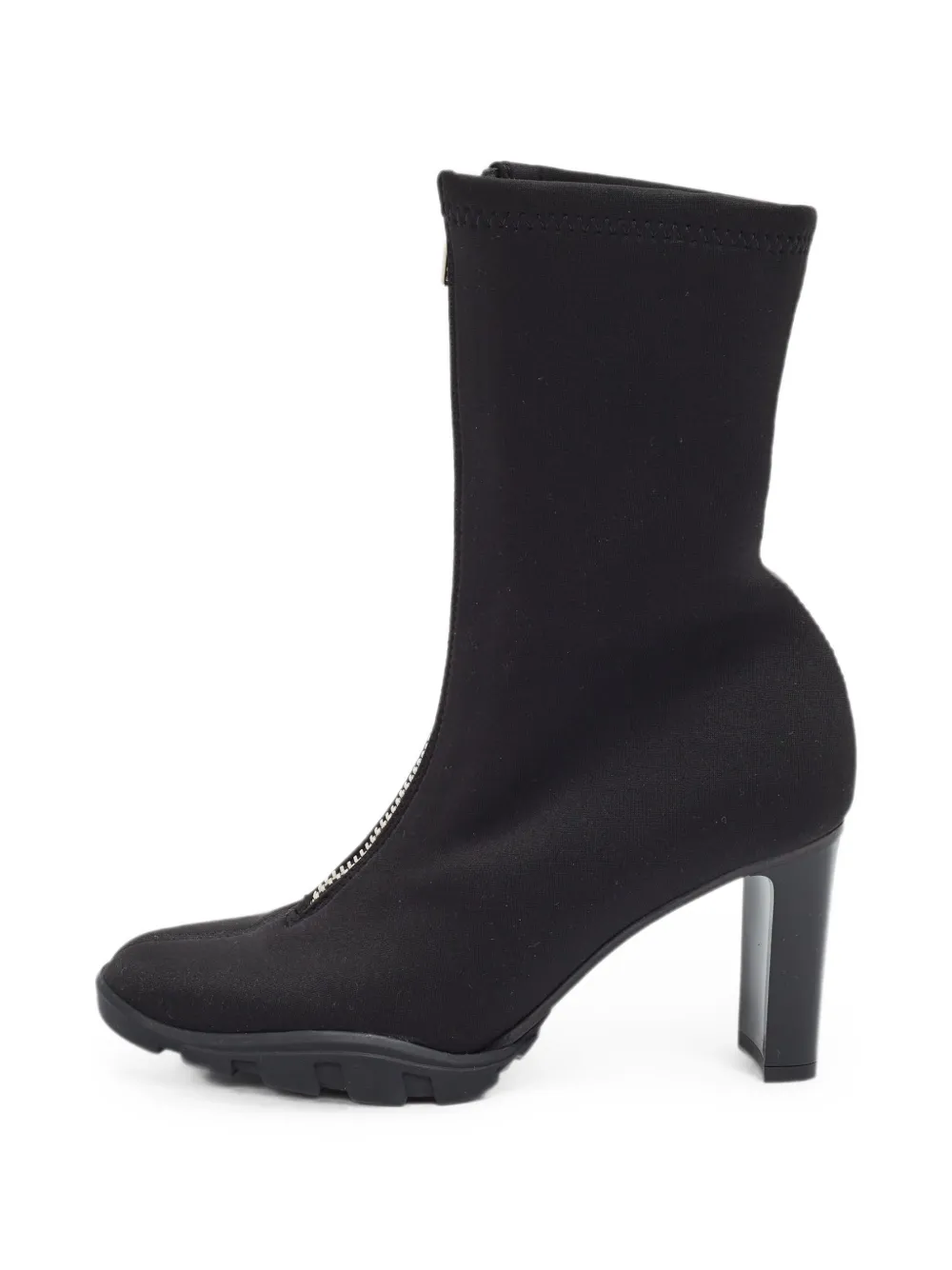 Pre-owned Alexander Mcqueen Scuba Front-zip Ankle Boots In Black