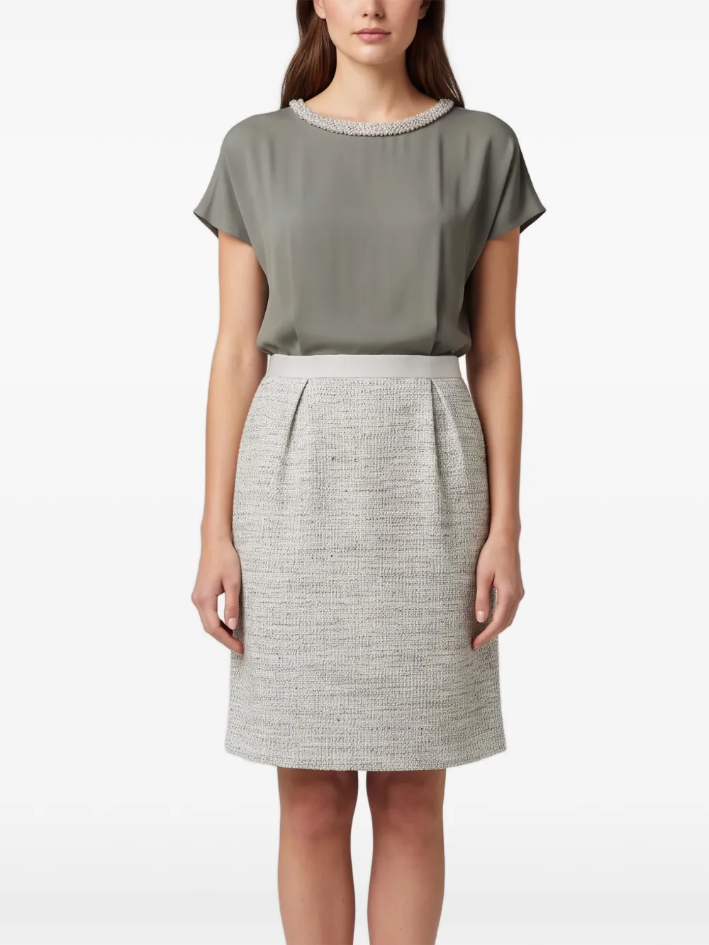 Roberto Cavalli Vintage tweed pleated midi dress - Verde