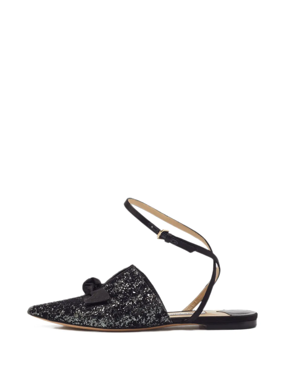 Jimmy Choo Pre-Owned glitter-effect bow mules - Schwarz