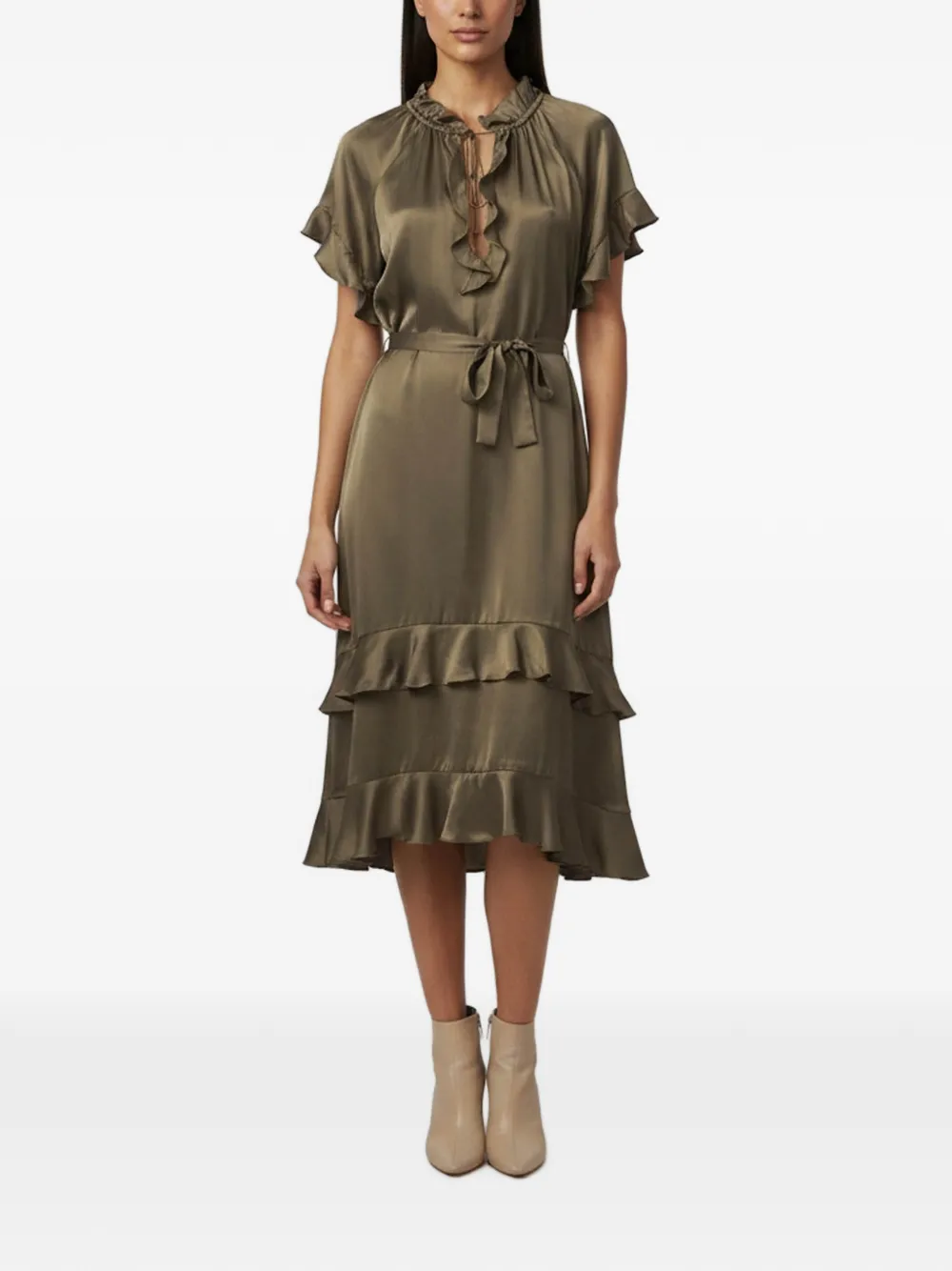 ZIMMERMANN Smocked flutter-sleeve midi dress - Grün