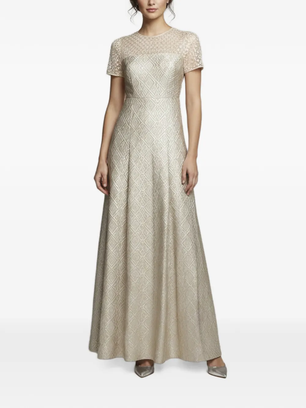 Max Mara Fulmine geometric-jacquard maxi dress - Toni neutri