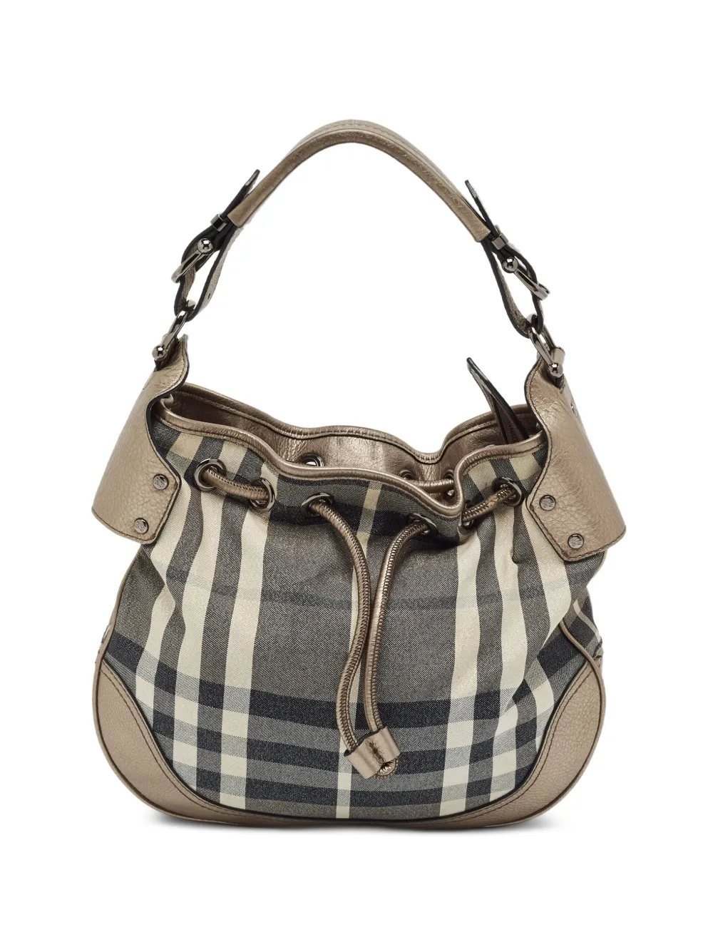 Burberry Pre-Owned check-print drawstring shoulder bag - Toni neutri