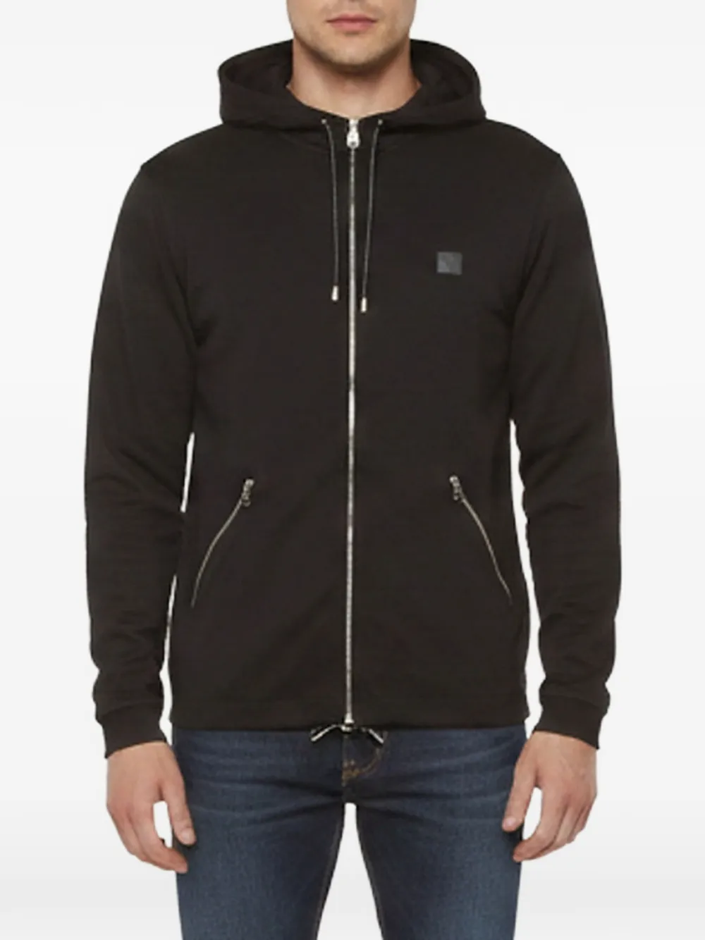 Louis Vuitton Pre-Owned logo patch zip-up hoodie - Schwarz