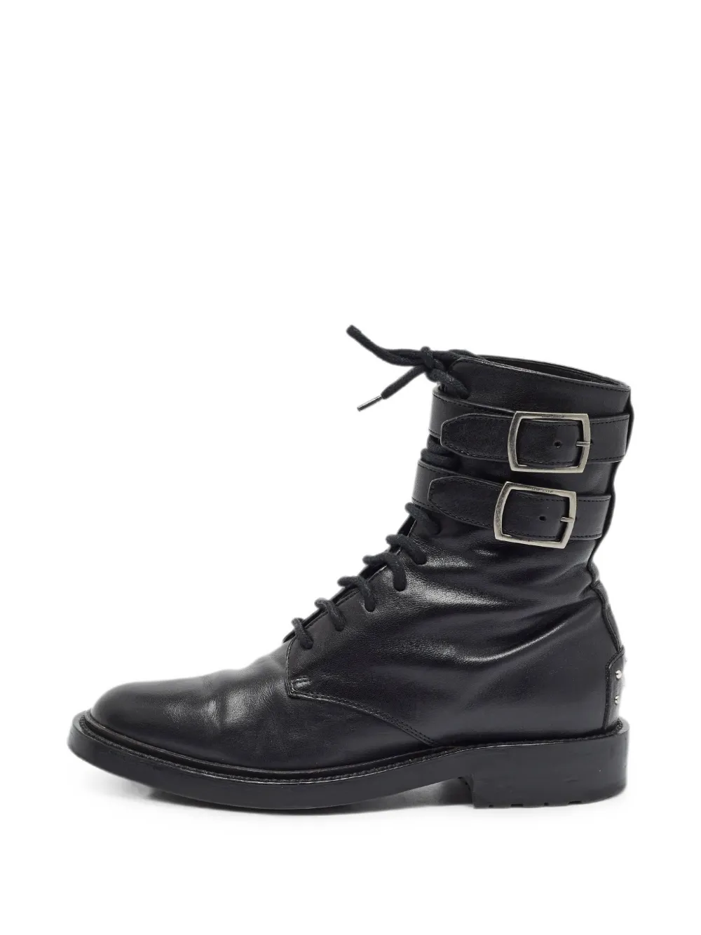 Saint Laurent Pre-Owned William buckled combat boots - Schwarz