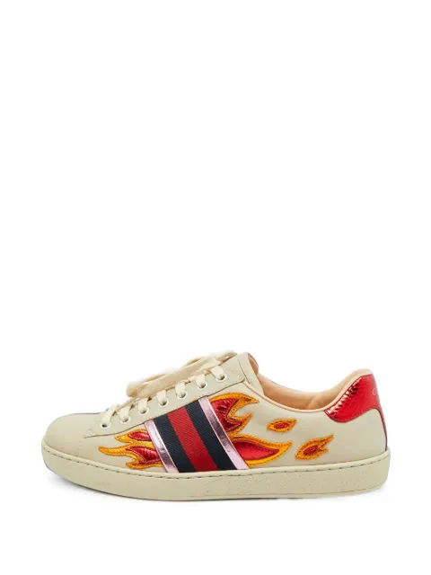 Gucci Pre-Owned Ace flame-embroidered sneakers