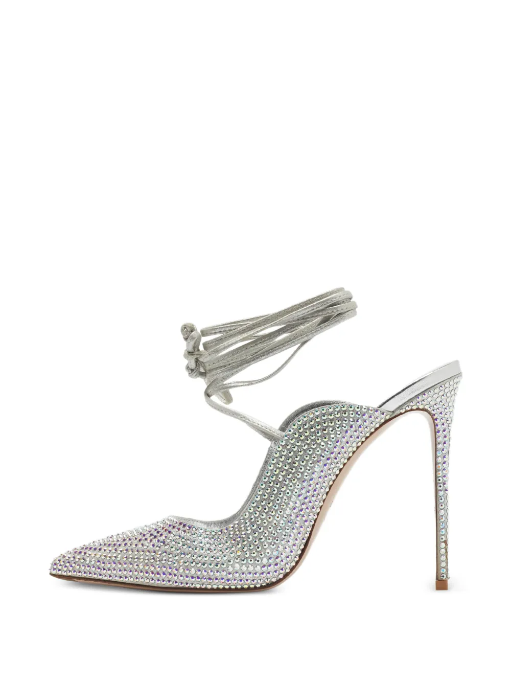 Le Silla Ivy crystal-embellished ankle-wrap pumps - Argento