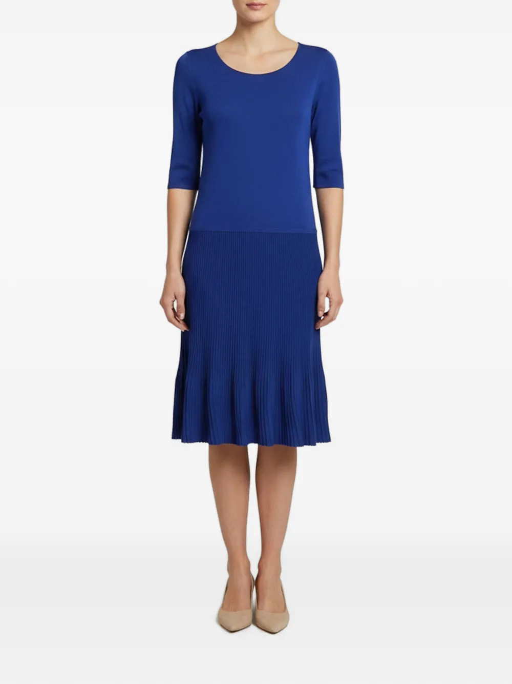Armani Vintage robe mi-longue en maille nervurée - Bleu