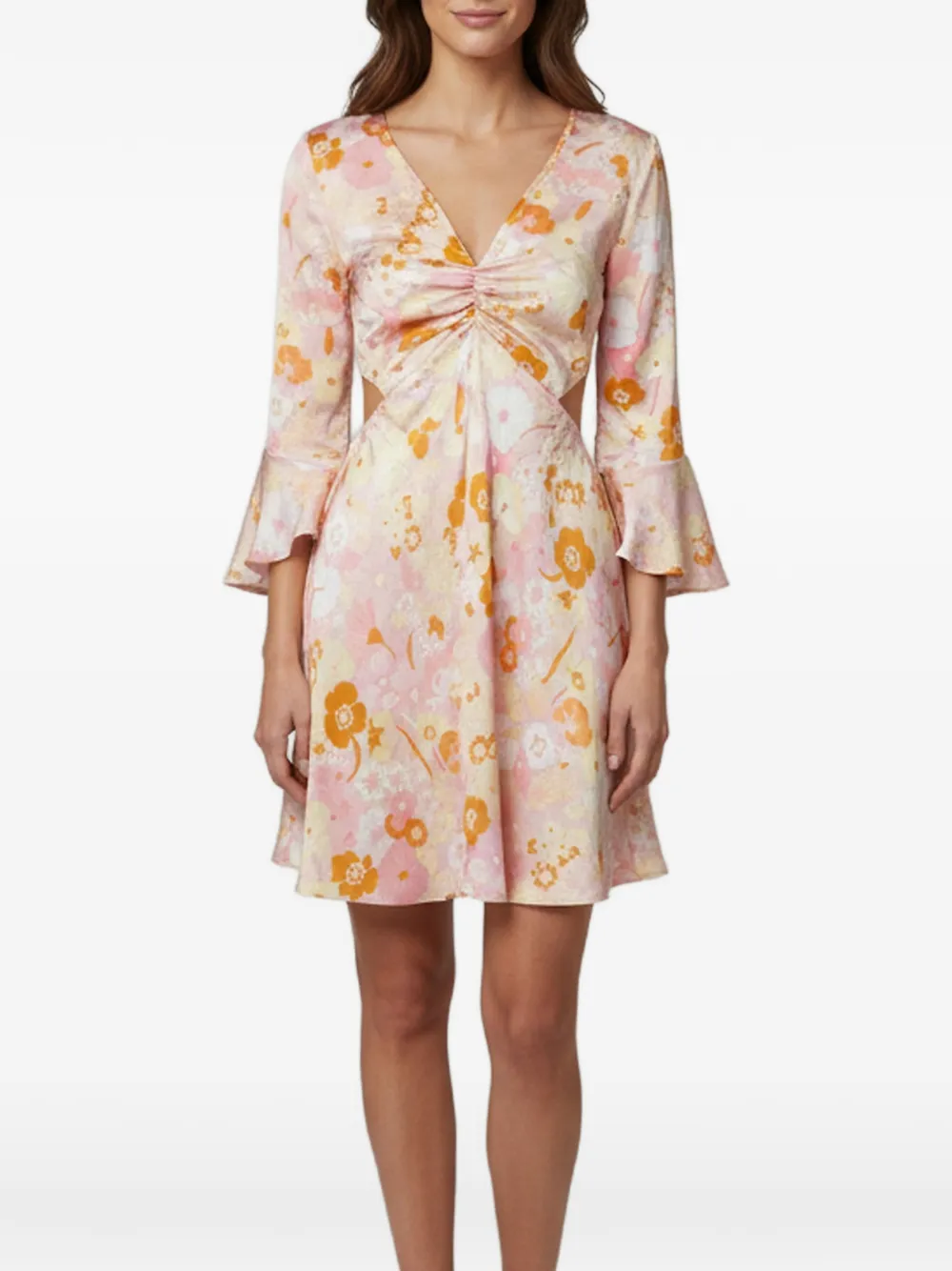Maje floral-print cut-out mini dress - Rosa