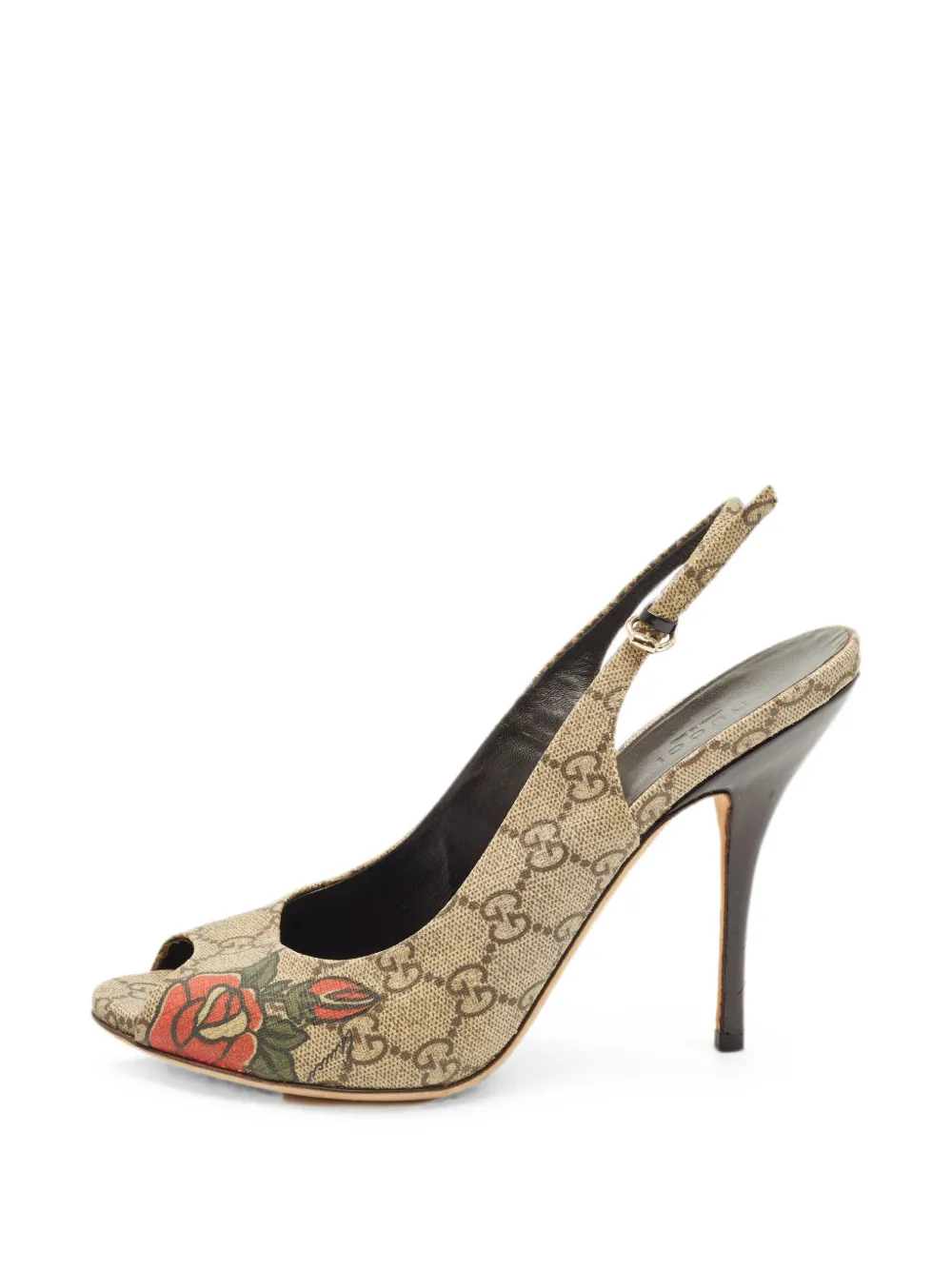 Gucci Pre-Owned GG Supreme peep-toe slingback pumps - Nude