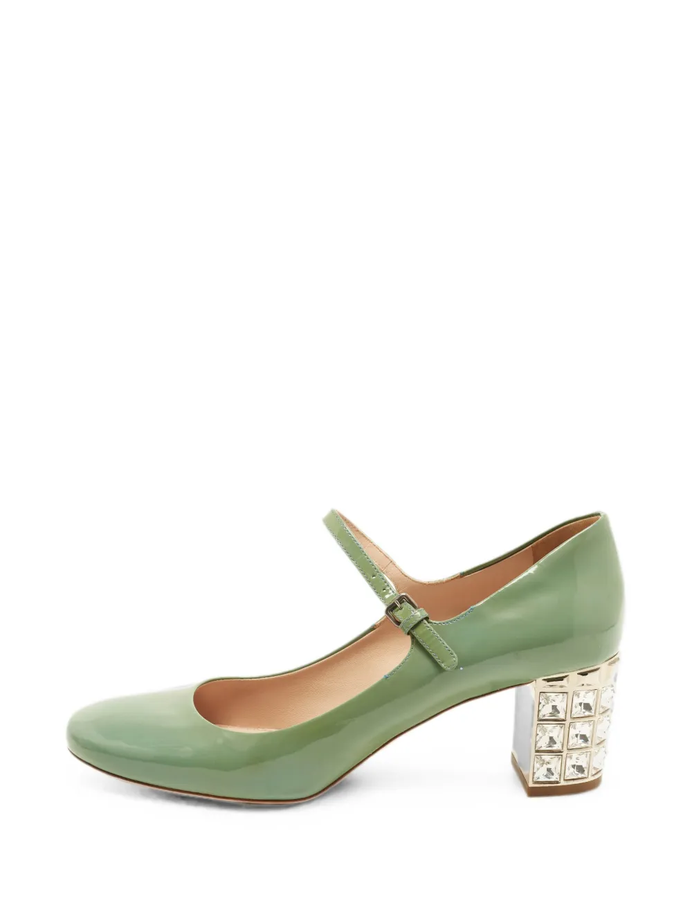 Miu Miu Pre-Owned Mary Jane crystal-embellished pumps - Grün