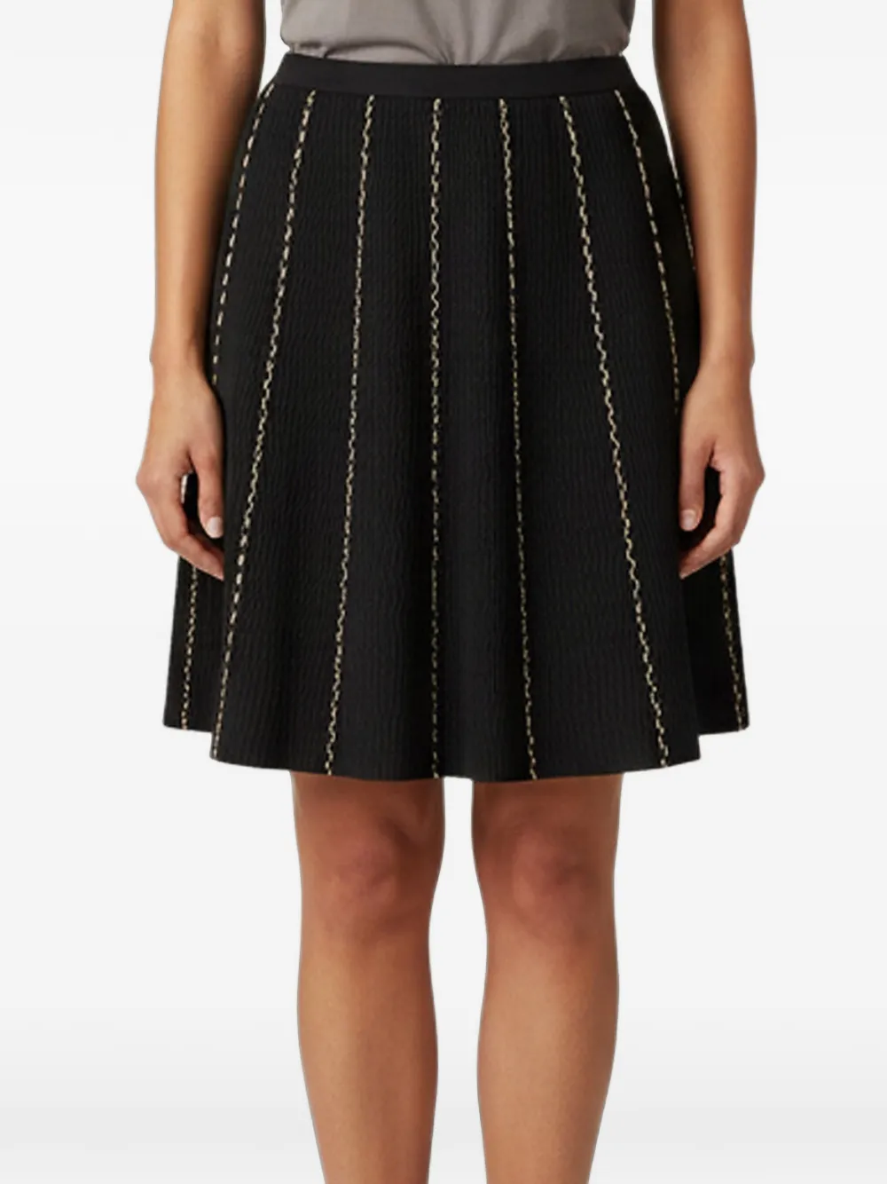 SANDRO jacquard-knit contrast-trim mini skirt - Nero