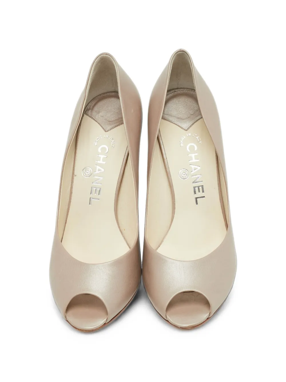 CHANEL Pre-Owned CC -logo peep-toe pumps - Nude