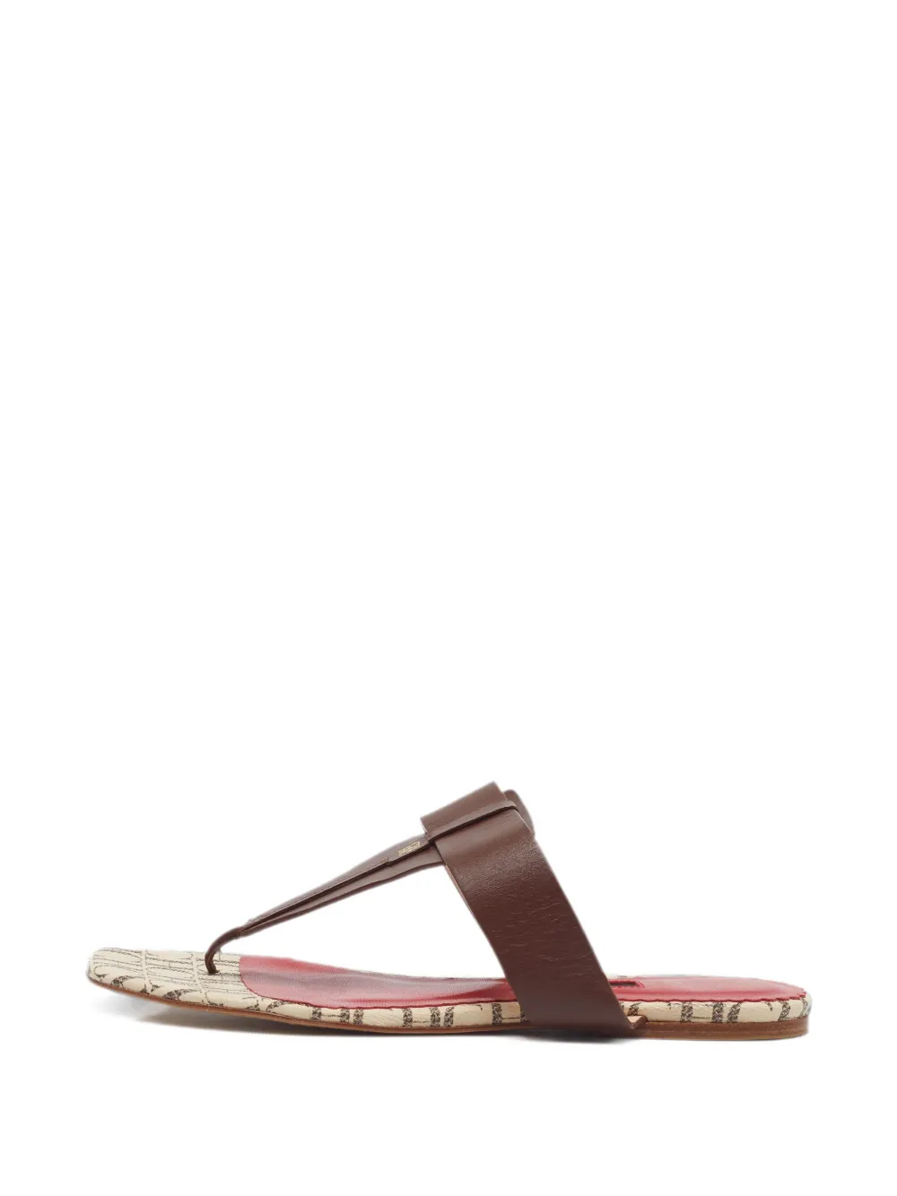 Carolina Herrera Vintage logo-plaque thong sandals - Braun