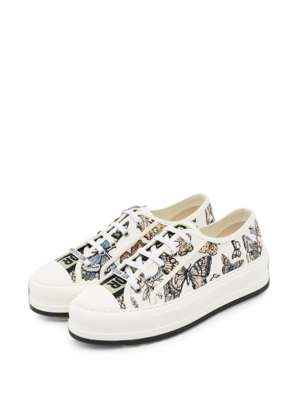 Pre-owned Dior Walk'n' Butterfly-embroidered Sneakers In White
