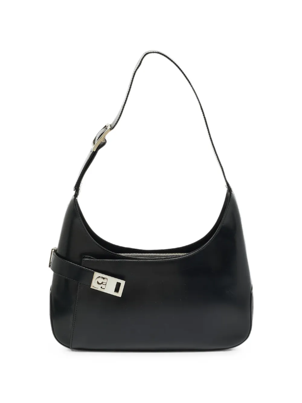 Ferragamo Pre-Owned sac à main Gancini en cuir brossé - Noir Ferragamo Pre-Owned sac à main Gancini en cuir brossé - Noir