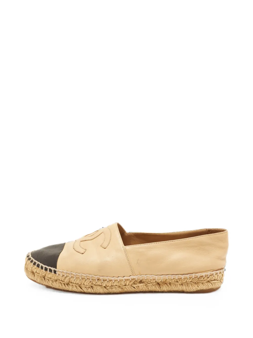 CHANEL Pre-Owned CC-logo leather espadrilles - Nude