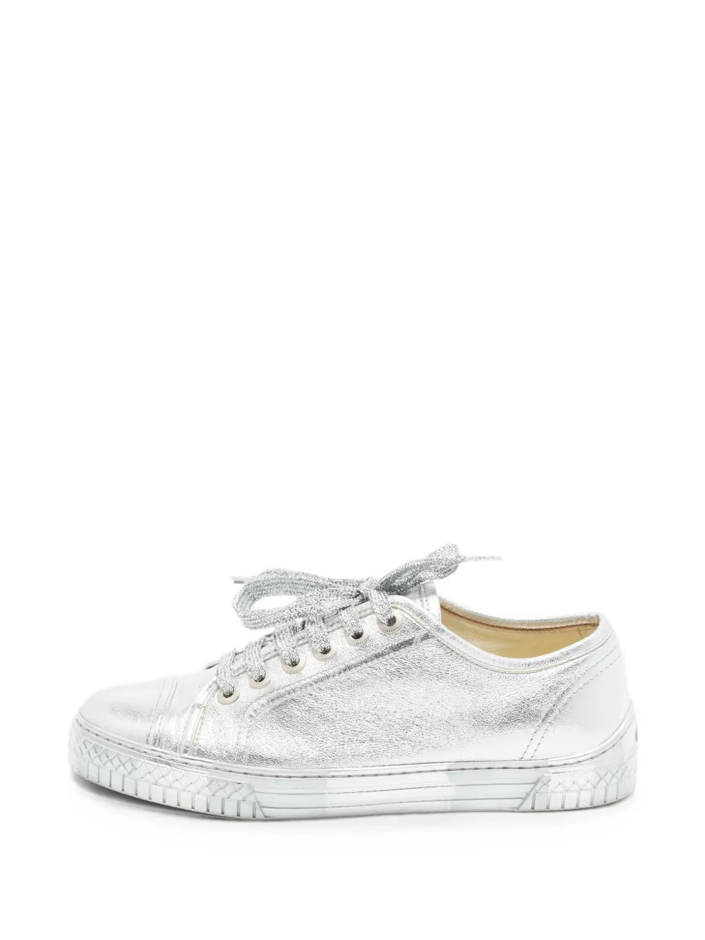 CHANEL Pre-Owned interlocking CC lace-up sneakers - Silber