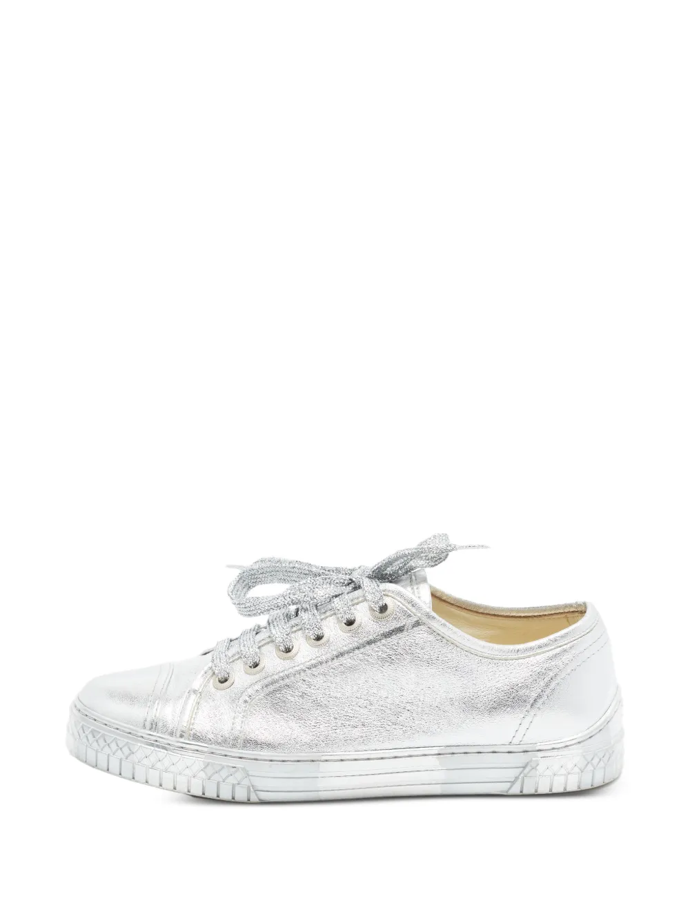 CHANEL Pre-Owned interlocking CC lace-up sneakers - Argento