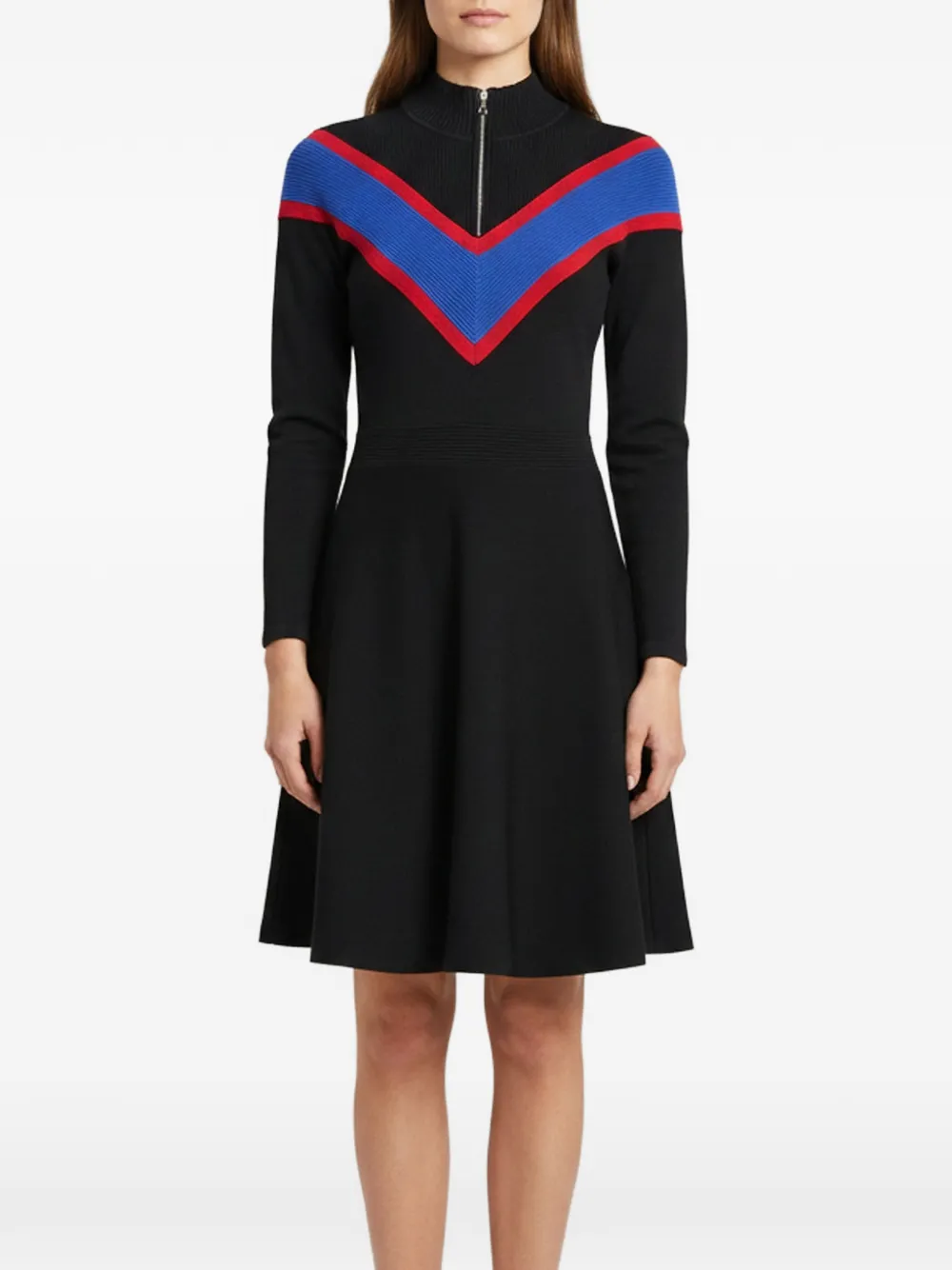SANDRO zip-up flared midi dress - Nero