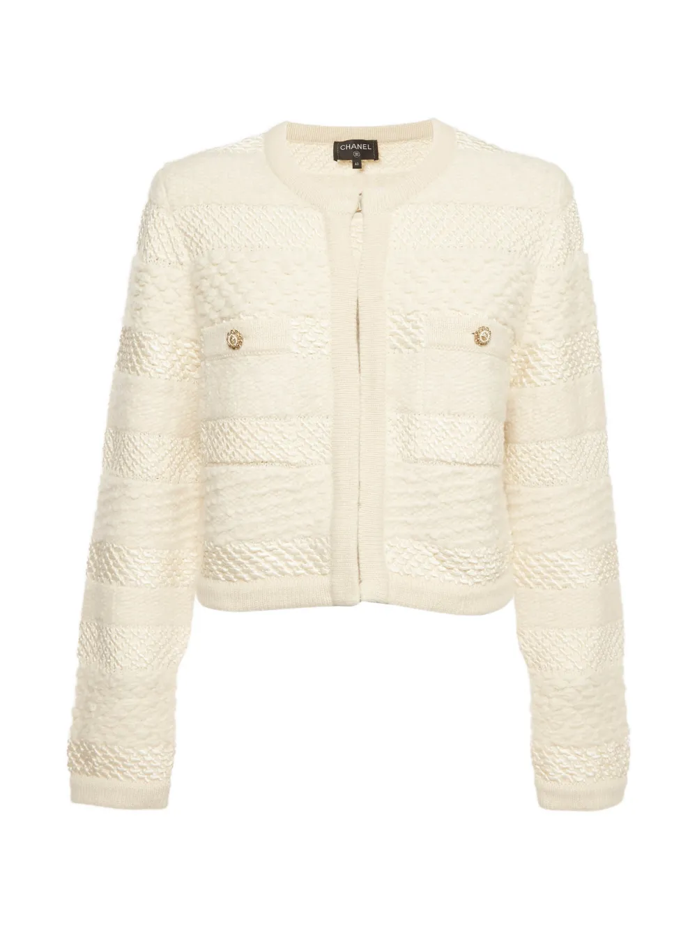 CHANEL Pre-Owned textured long-sleeve cardigan - Nude