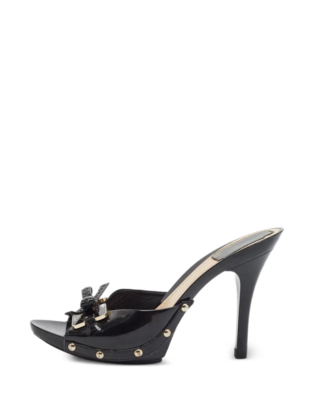 Christian Dior Pre-Owned Bow Slide patent leather sandals - Schwarz