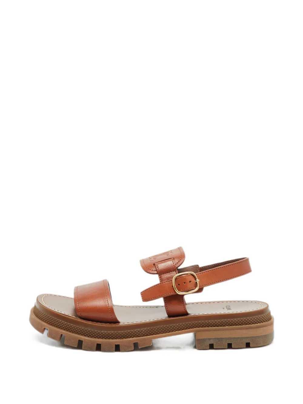 Celine Pre-Owned Triomphe-motif chunky slingback sandals - Braun