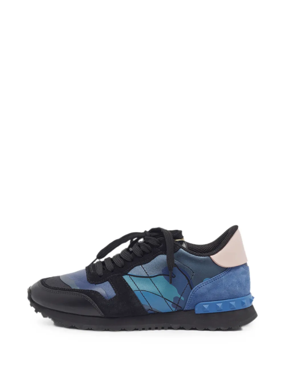 Pre-owned Valentino Garavani Rockrunner Camouflage Sneakers In Blue