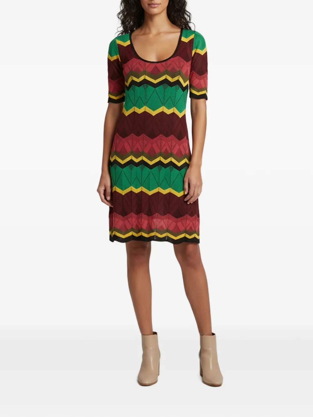 Missoni Pre-Owned zig-zag pointelle knit midi dress - Green