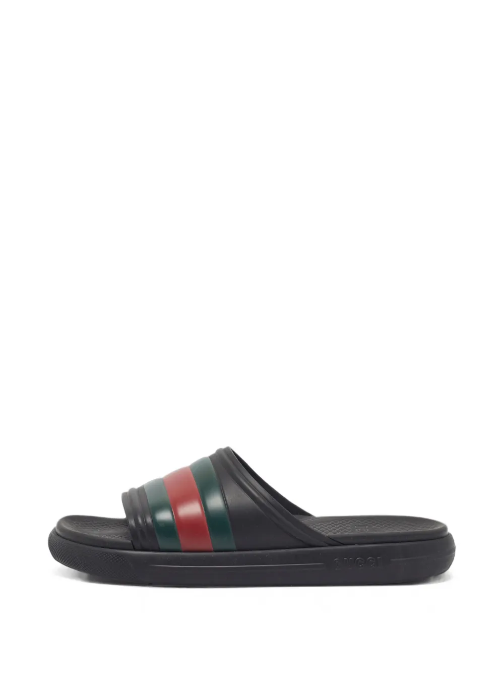 Gucci Pre-Owned Web-stripes flat slides - Schwarz